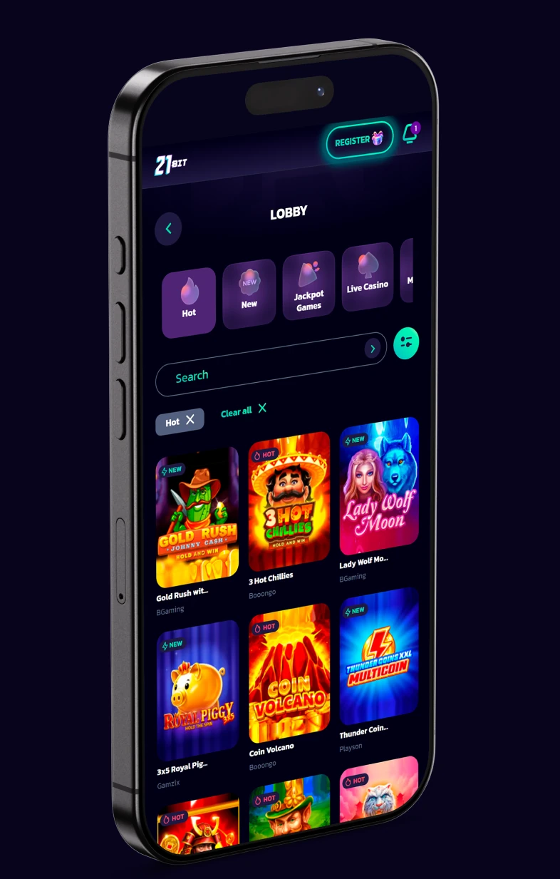 21Bit Mobile Casino App on smartphone